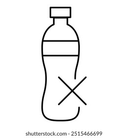 Plastikflasche bearbeitbare Linien-Symbole. Green Technology, Net Zero, Carbon Neutral und Umwelt Nachhaltigkeit Konzept in minimalen Stil. Sammlung dünner Gliederungssymbole