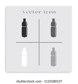 Plastic bottle flat black and white vector icon.