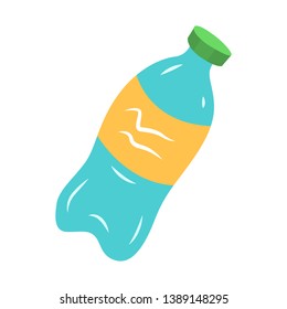 Plastic bottle flat design long shadow color icon. Environmentally friendly, recycle, disposable material. Reusable empty plastic bottle. Ecology saving packaging. Vector silhouette illustration
