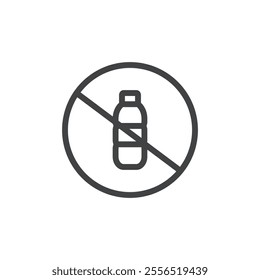 Plastic bottle forbidden icon Vector logo outline