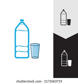 Plastikflasche und Glas, Vektorsymbol