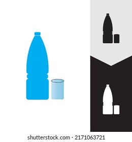 Plastic bottle and glass vector icon