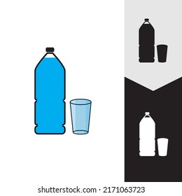 Plastic bottle and glass vector icon