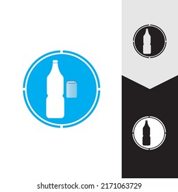 Plastic bottle and glass vector icon