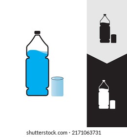 Plastic bottle and glass vector icon