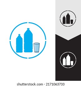 Icono de botella de plástico y vector de vidrio
