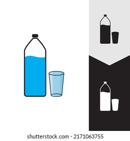 Plastic bottle and glass vector icon