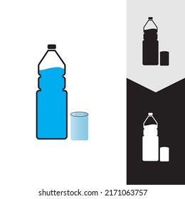 Plastic bottle and glass vector icon
