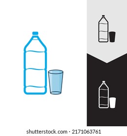 Icono de botella de plástico y vector de vidrio