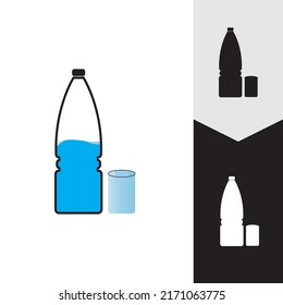 Plastic bottle and glass vector icon