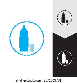 Plastic bottle and glass vector icon