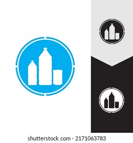 Plastic bottle and glass vector icon
