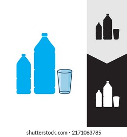 Plastic bottle and glass vector icon