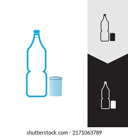 Plastikflasche und Glas, Vektorsymbol