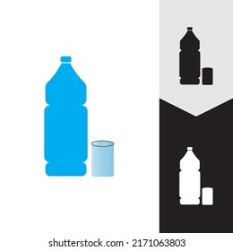 Plastic bottle and glass vector icon