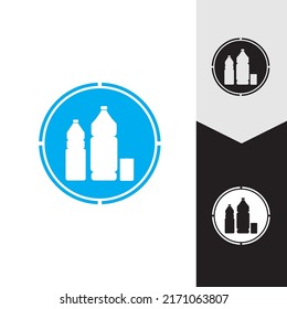 Plastic bottle and glass vector icon
