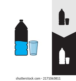 Plastic bottle and glass vector icon
