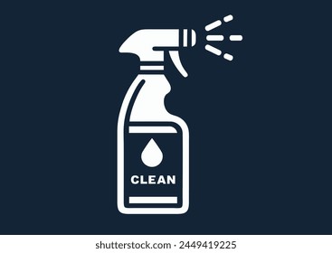 Plastic bottle of glossy surface cleaner with spray head. Vector graphic, pictogram, logo, icon, sticker