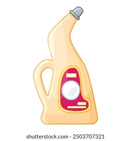Plastic bottle with a handle, containing cleaning product for washing machine