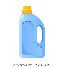 Plastic bottle for household chemicals, cleaners such as liquid laundry detergent, soap, disinfectant, bleach or another isolated on white background.