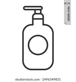 Icono de botella de plástico con bomba dispensadora para jabón líquido, gel, loción, crema, champú, espuma de baño y otros cosméticos. Ilustración vectorial EPS 10