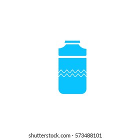 Plastic bottle icon flat. Blue pictogram on white background. Vector illustration symbol