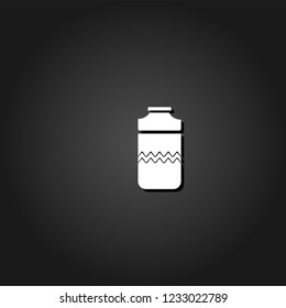 Plastic bottle icon flat. Simple White pictogram on black background with shadow. Vector illustration symbol