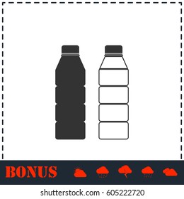 Plastic bottle icon flat. Simple vector symbol and bonus icon