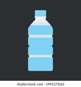 Icono de botella de plástico aislado en fondo negro 