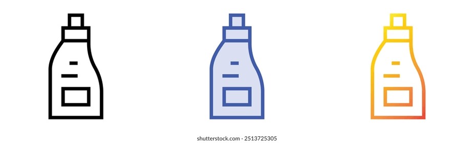 icono de botella de plástico. Lineal, relleno azul y diseño de estilo degradado aislado sobre fondo blanco