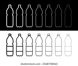 Plastic bottle icon (PET). Symbol of plastic recycling or ecology. Packaging for water, soda or beer.