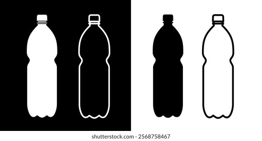 Plastic bottle icon (PET). Symbol of plastic recycling or ecology. Packaging for water, soda or beer.