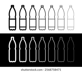 Plastic bottle icon (PET). Symbol of plastic recycling or ecology. Packaging for water, soda or beer.