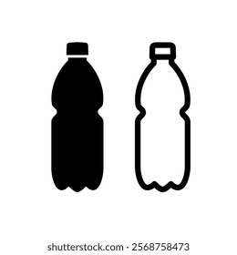 Plastic bottle icon (PET). Symbol of plastic recycling or ecology. Packaging for water, soda or beer.