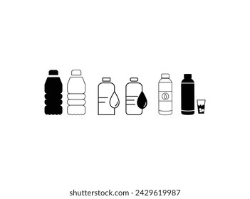Plastic bottle icon. Set of plastic bottles and other containers. Stock vector illustration.
