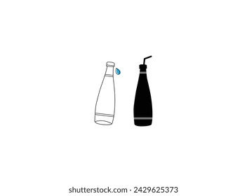 Icono de botella de plástico. Juego de botellas de plástico y otros recipientes. Ilustración vectorial de stock.