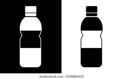 Plastic bottle icon set. Drinking bottle icon black and white symbol collections. Silhouette of plastic beverage bottles vector, icons logo design. Vector illustration.