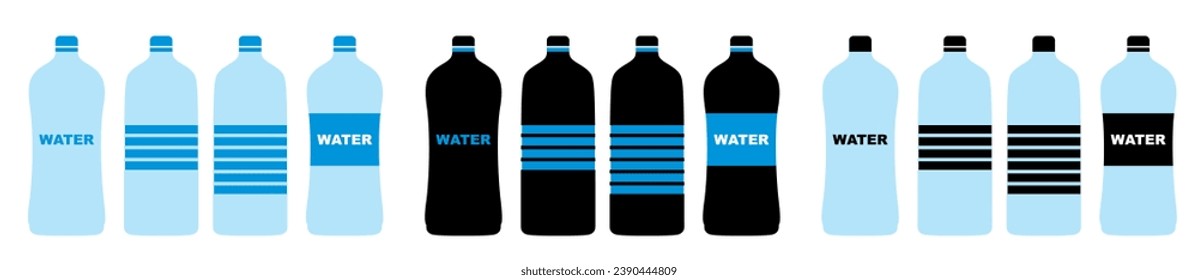 Plastic bottle icon set. Vector Isolated.