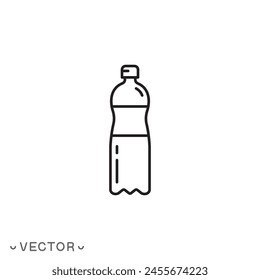 Icono de botella de plástico, línea fina aislada sobre fondo blanco, trazo editable eps 10 Ilustración vectorial