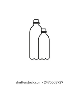 Icono de botella de plástico. Ilustración vectorial en contorno y arte lineal.