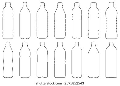 Plastic bottle icon, vector set. Black water bottles type illustration. Plastic bottle black line icon vector design. PET Bottle, Plastic Icon Vector Design vector Illustration. 