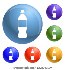 Plastic bottle icons set vector 6 color isolated on white background