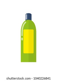 Plastic bottle with label, healthcare and cosmetics, poster with items used by women, cream and essence for body, isolated on vector illustration
