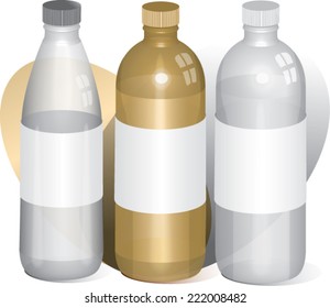 Plastic bottle with labels