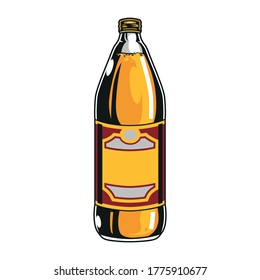 Plastic bottle of lager beer in vintage style isolated vector illustration