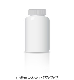 Plastic bottle. The layout of the template. Place for your brand, clean design.  container, box for tablets. eps10