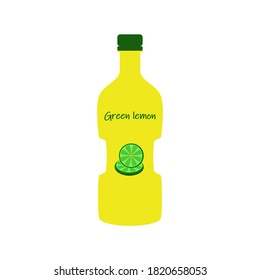 Plastic bottle of lemon juice on a white background. Food products in plastic containers. Fruit lemon juice in a bottle with a label. Food and drinks. Environmental pollution. Ecology. Place for text.