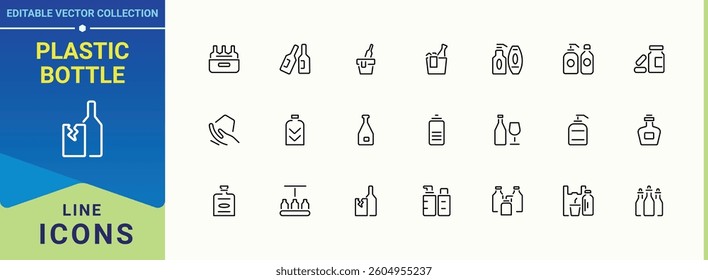 Plastic Bottle line icon. Contains such icons as eco, water, wine container and more. Bottle vector line icon set. Modern vector illustration. Art and illustration.