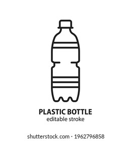 Plastic bottle line icon. Flat sign take away vector concept. Symbol of recycling container. Editable stroke.