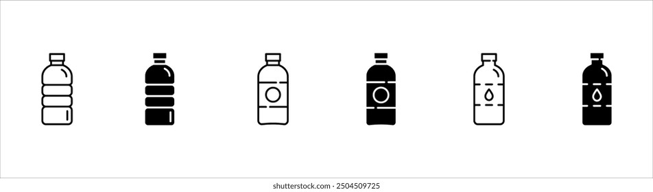 Plastic Bottle line icon set shape collection, thin line design vector illustration, on white background.